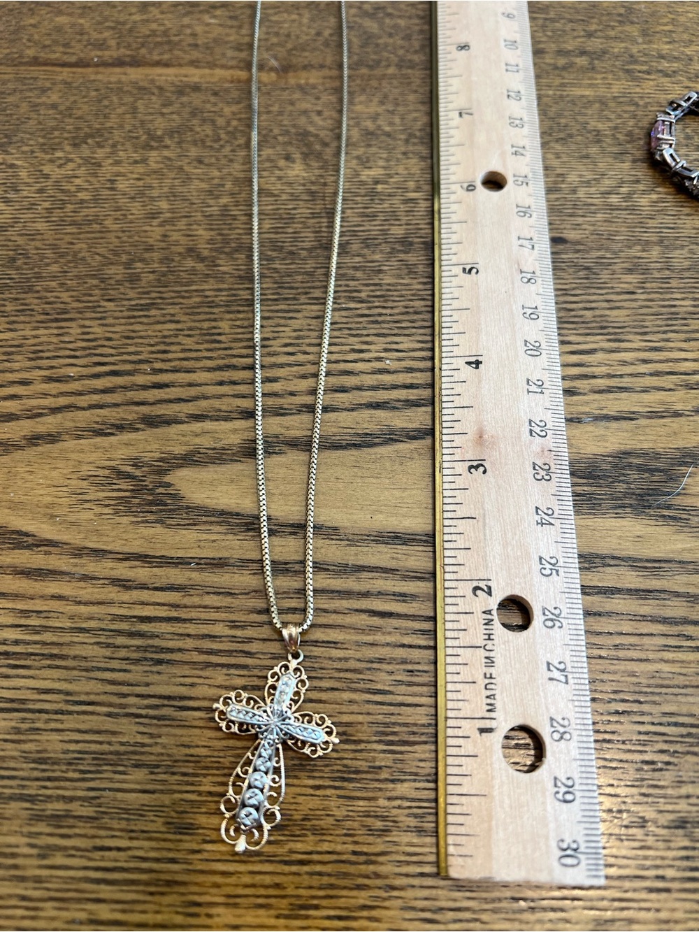 Gold & Silver Cross Pendant on Gold Chain